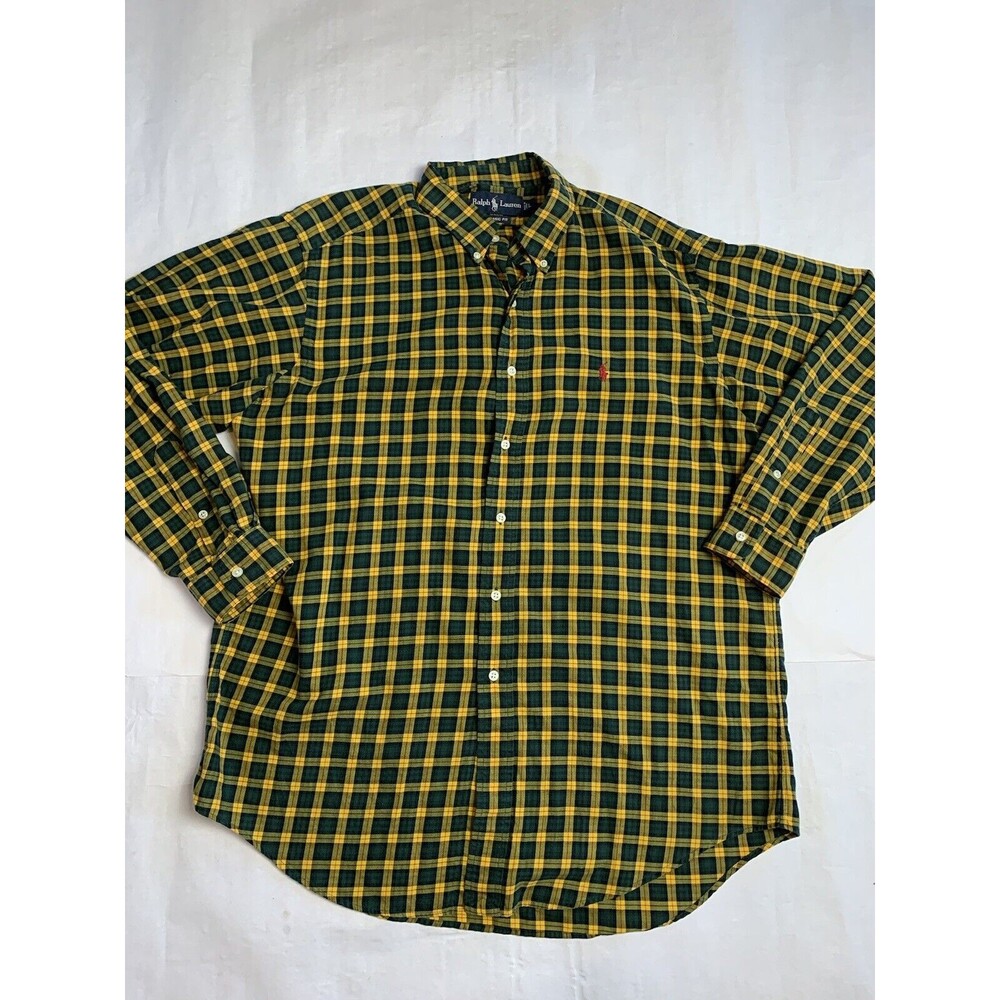 🌻Pick 2 for $20🌻Ralph Lauren Shirt Mens L Classic Fit Yellow Black Plaid